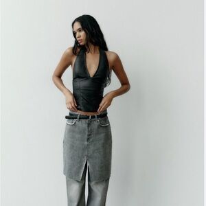 ZARA TOP. Never worn. Leather. Size 8. Super cute.